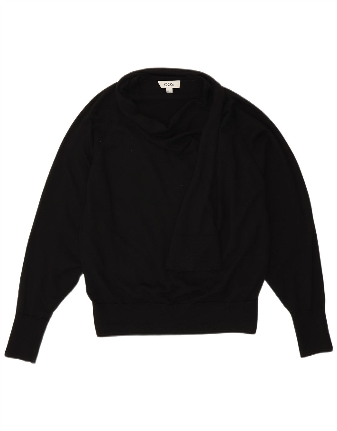 COS Dame Oversized Shawl Neck Jumper Sweater UK 10 Small Black Wool