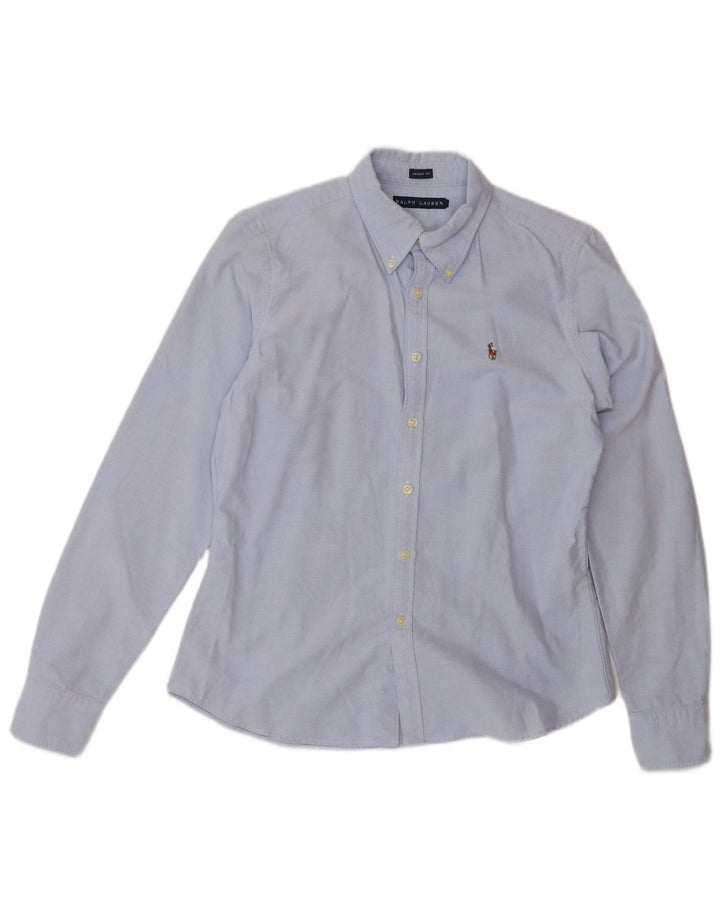 Ralph Lauren Dame Skinny Shirt US 8 Medium Blue Cotton
