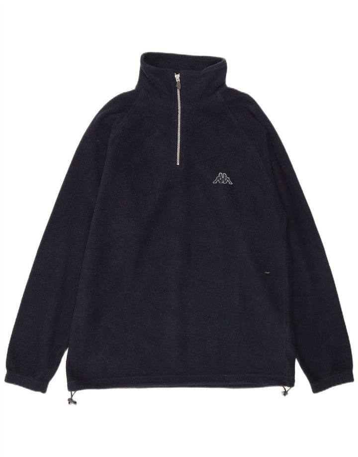 KAPPA Mens Zip Neck Fleece Jumper Medium Navy Blue Polyester