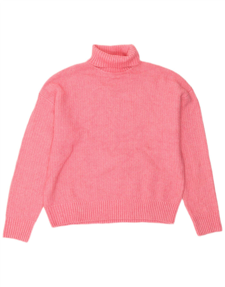 Marks & Spencer Dame Rullehals Sweater UK 16 Large Pink Polyester