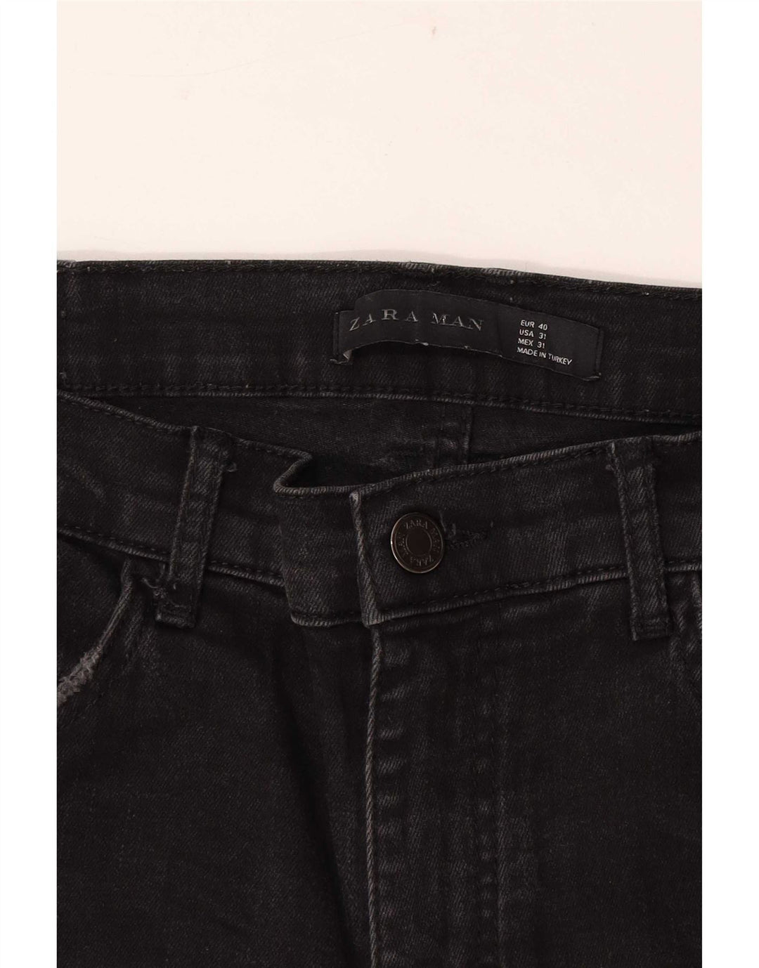 Zara Herre Distressed Skinny Jeans EU 40 Medium W31 L29 Sort