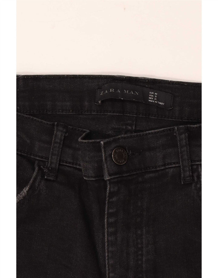 Zara Herre Distressed Skinny Jeans EU 40 Medium W31 L29 Sort