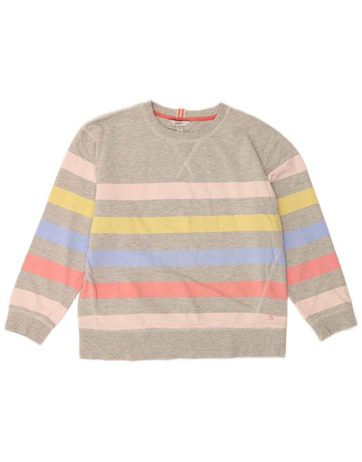 JOULES Dame Sweatshirt Jumper UK 12 Mellem grå stribet bomuld