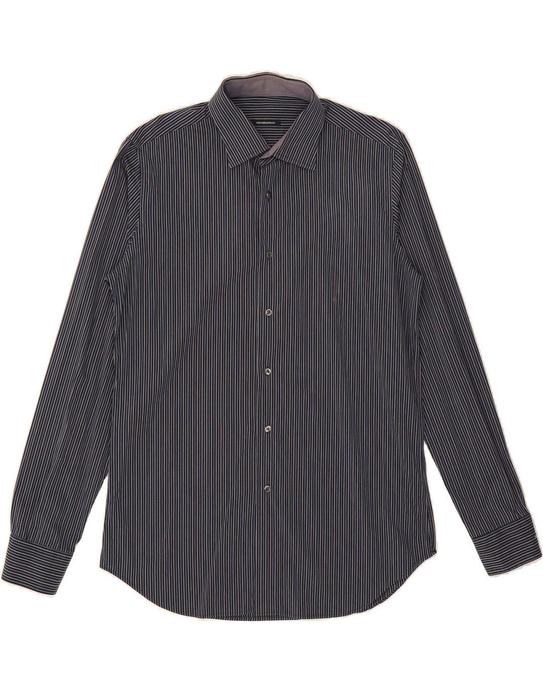 ROCCOBAROCCO Mens Shirt Size 42 16 1/2 Large Blue Pinstripe Cotton Vintage Roccobarocco and Second-Hand Roccobarocco from Messina Hembry 