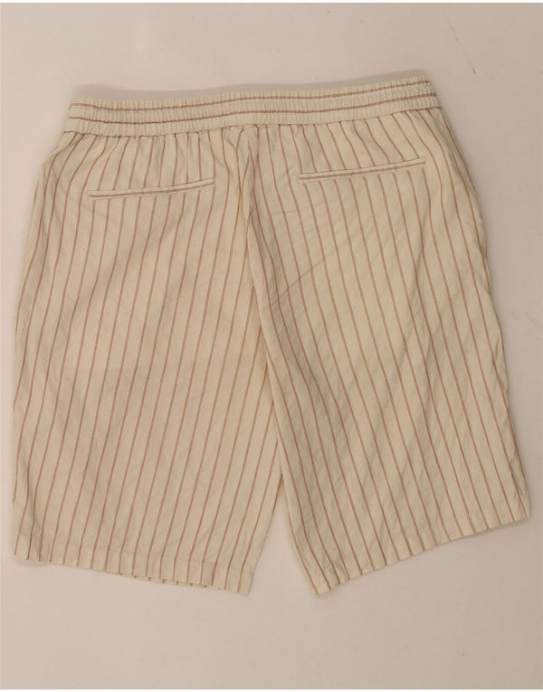 Zara Herre Chino Shorts Large W32 Beige Stribet Bomuld