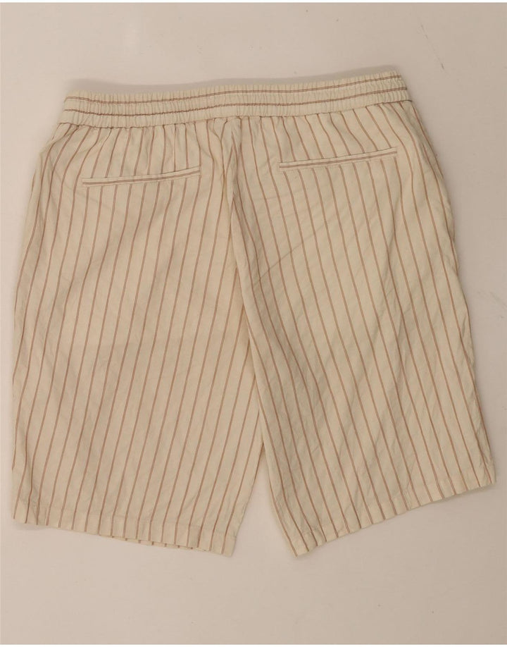 Zara Herre Chino Shorts Large W32 Beige Stribet Bomuld