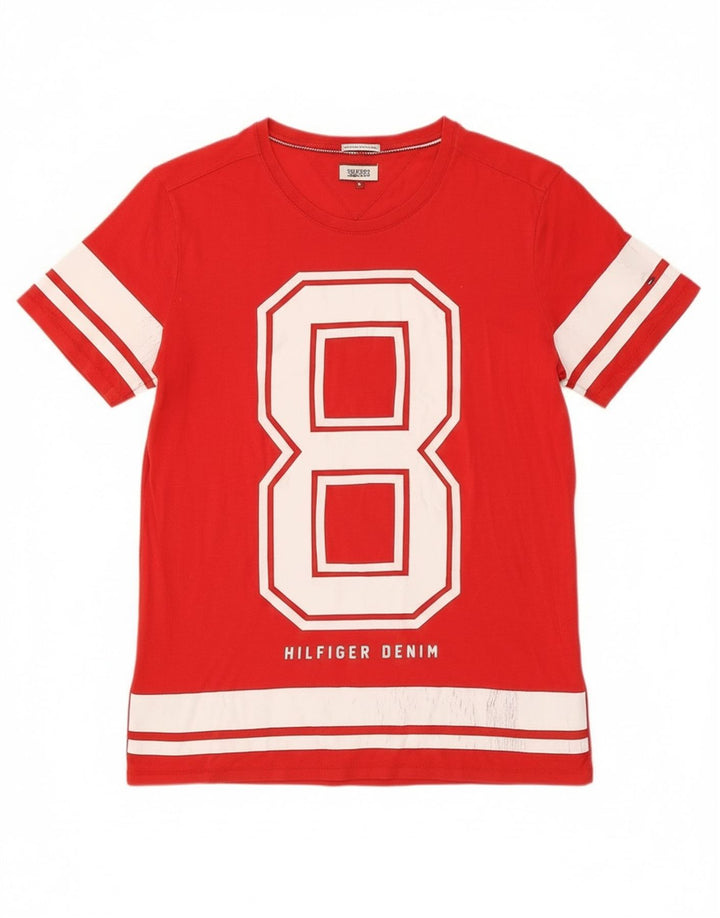 Tommy Hilfiger Herre grafisk T-shirt Top Medium Rød Bomuld