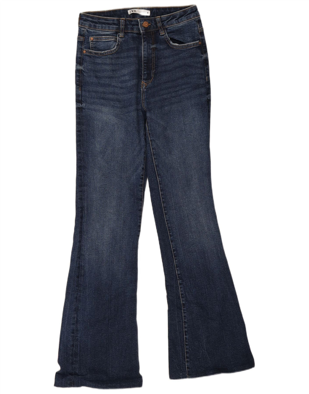 Zara Dame Jeans med høj talje EU 38 Small W28 L31 Blå