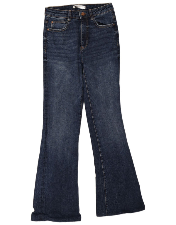 Zara Dame Jeans med høj talje EU 38 Small W28 L31 Blå