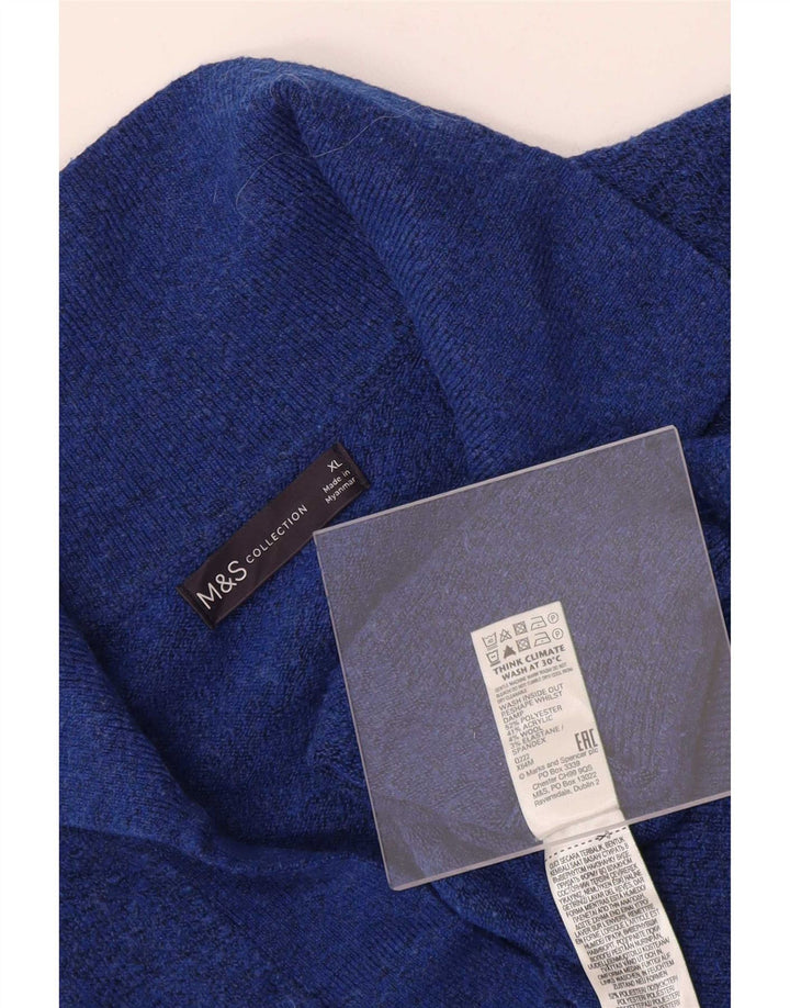 Marks & Spencer Herre Polo Neck Jumper Sweater XL Blå Polyester
