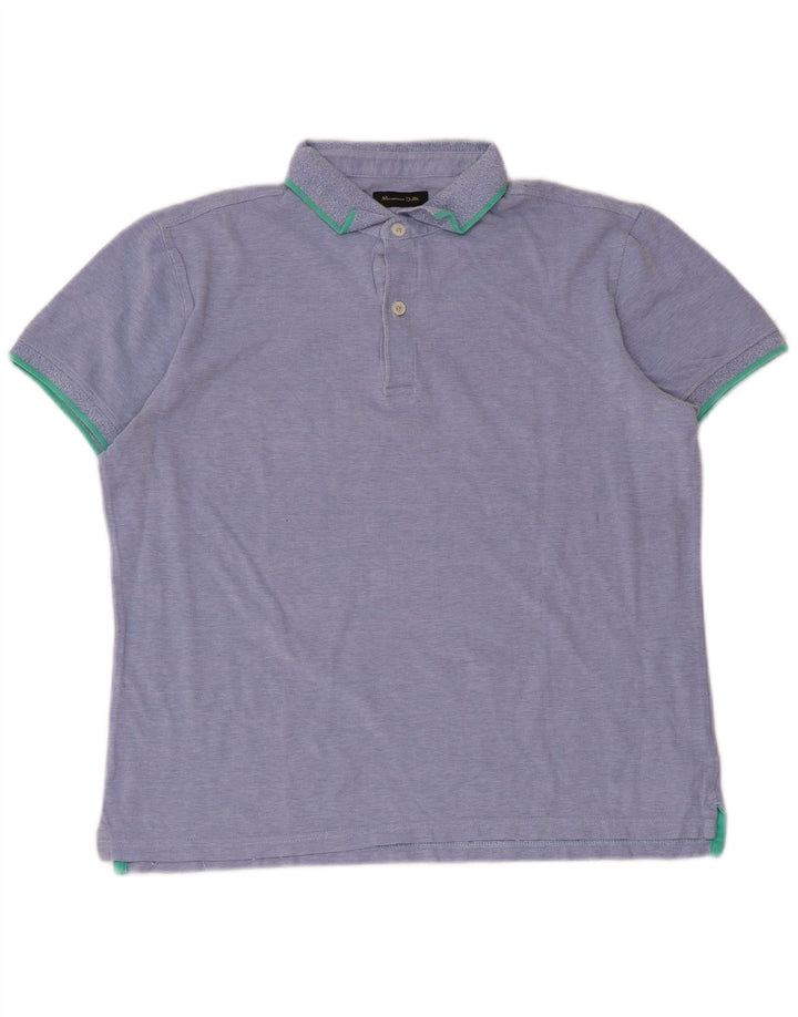 Massimo Dutti Herre Casual Fit Polo Shirt Stor Blå Bomuld