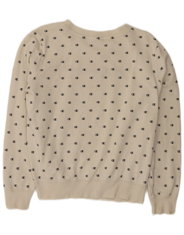 Champion Dame Grafisk Sweatshirt Jumper UK 16 Large Off White Bomuld