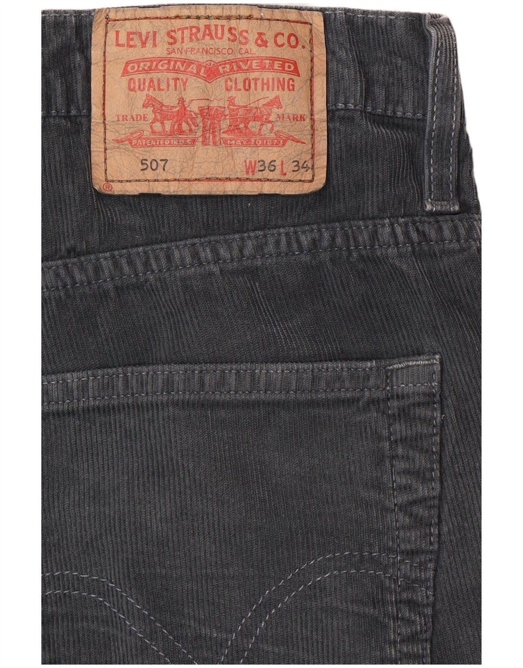 LEVI'S Herre 507 Bootcut Corduroy Bukser W36 L34 Grå Bomuld Classic