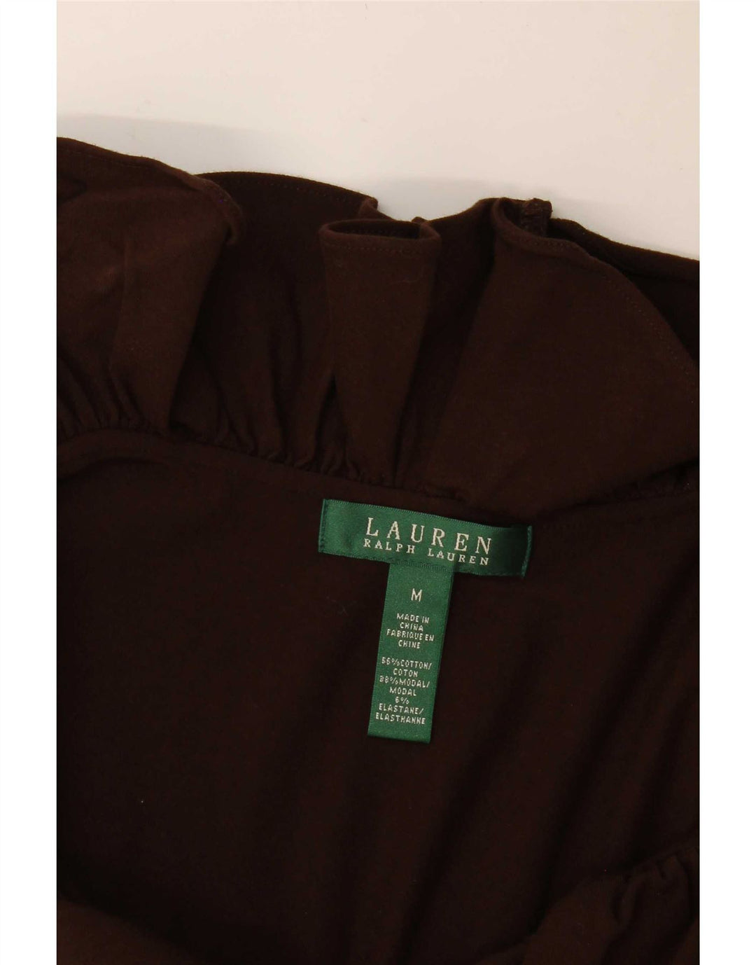 Ralph Lauren Dame Ærmeløs Flæse Front Basic Kjole UK 12 Medium Brun