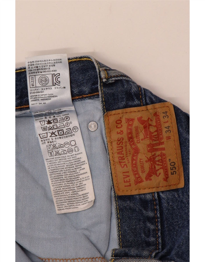 LEVI'S Herre 550 afslappet pasform lige jeans W34 L34 blå bomuld