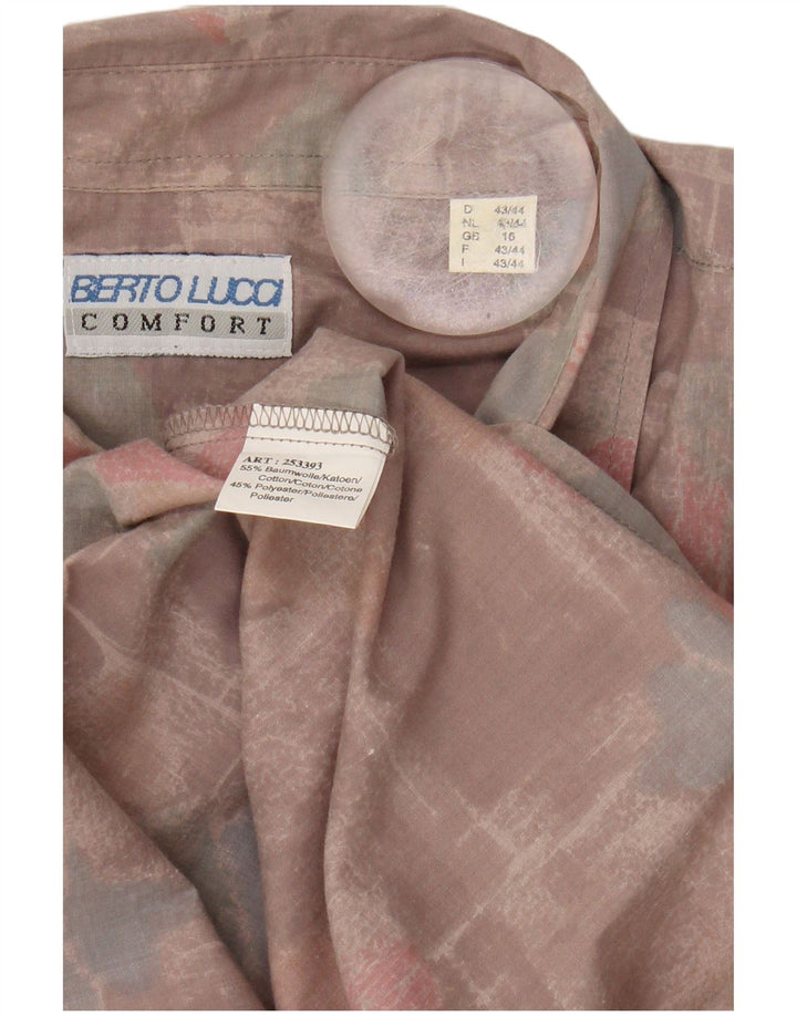 BERTO LUCCI Mens Comfort Fit Shirt Size 16 Large Multicoloured Geometric
