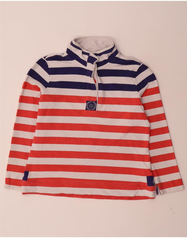 JOULES Dame Button Neck Sweatshirt Jumper UK 12 Medium Rød Stribet