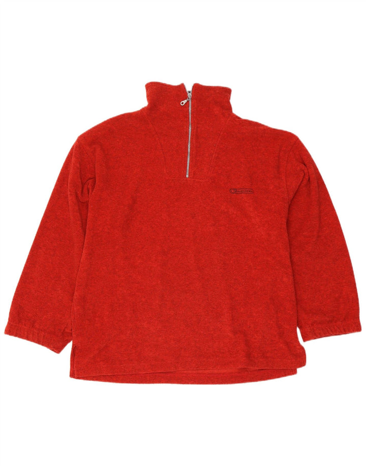 Shamp Herre Loose Fit Zip Neck Fleece Jumper Lille Rød Polyester