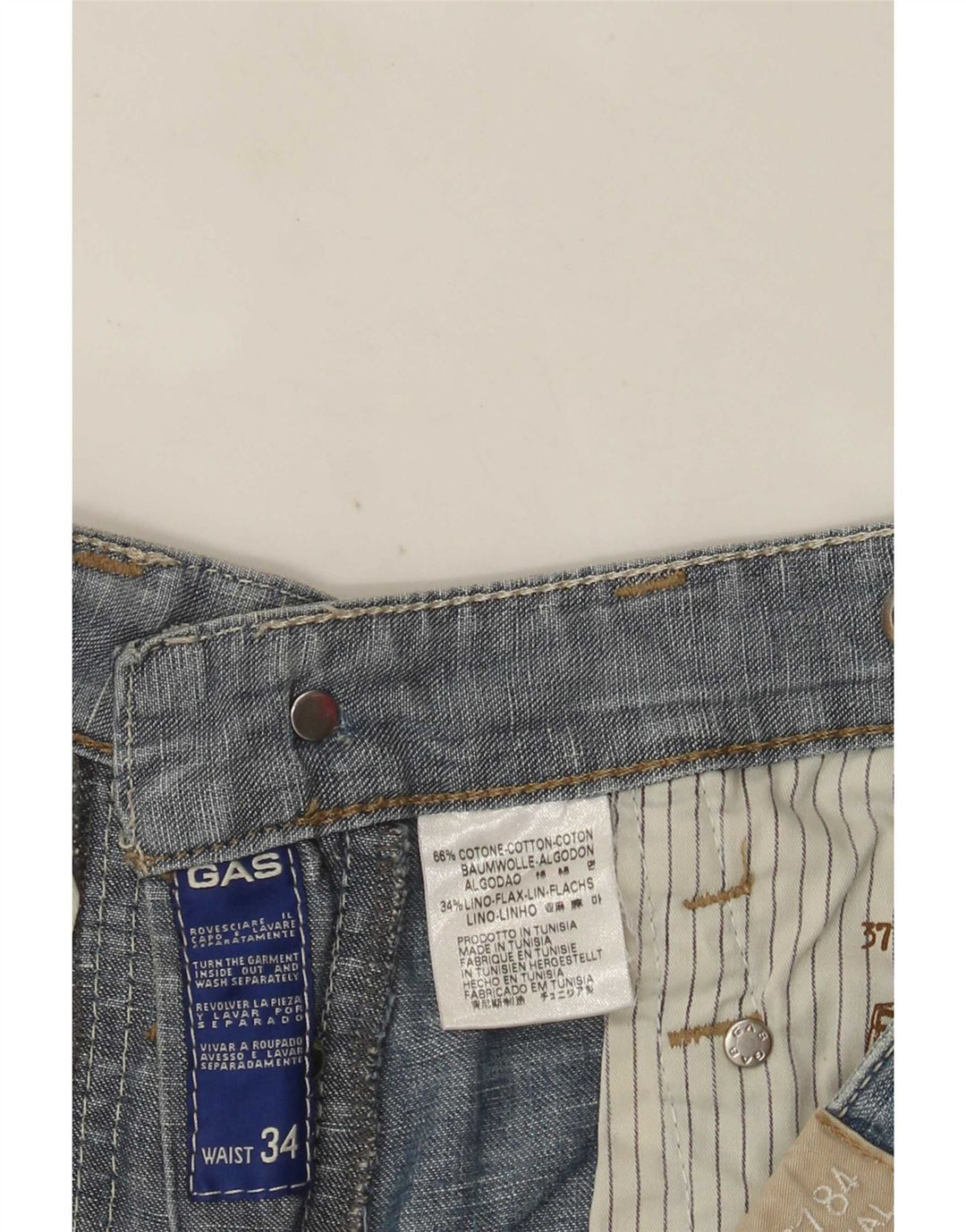 Gas Mens Denim Shorts W34 Large Blue Cotton