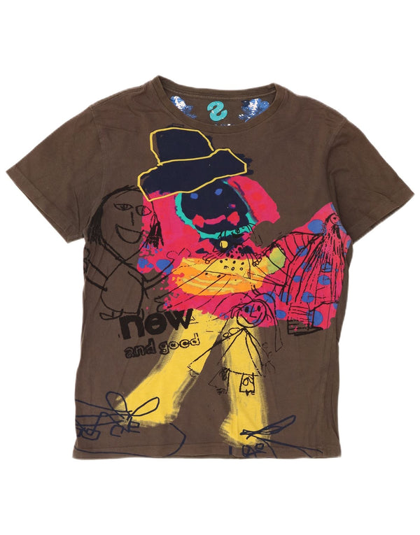 Desigual Herre grafisk T-shirt Top Medium Khaki