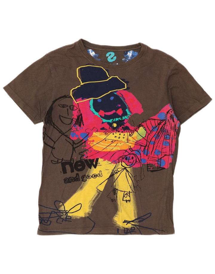 Desigual Herre grafisk T-shirt Top Medium Khaki