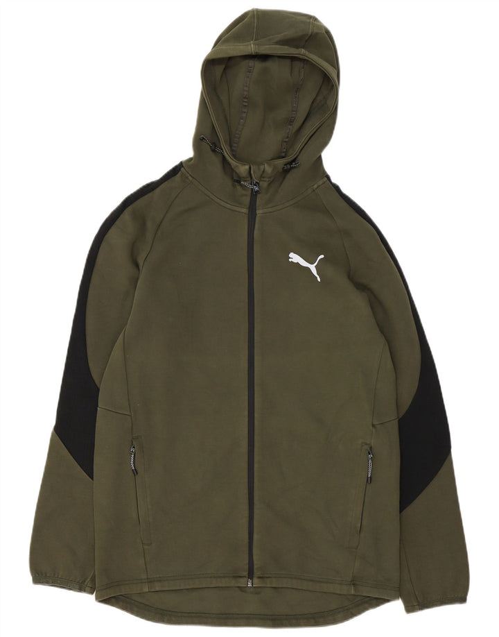 Puma Hættetrøje med lynlås til mænd mellemgrøn Colourblock Bomuld