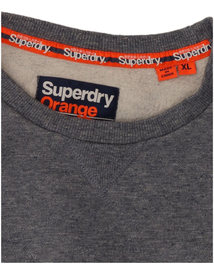 SUPERDRY Dame Sweatshirt Jumper UK 18 XL Grå Bomuld