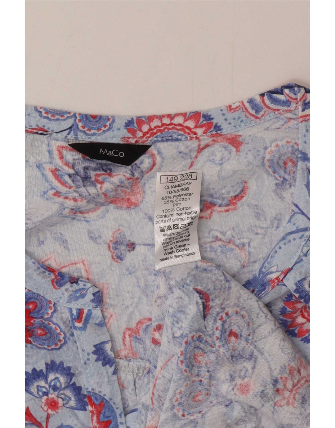 M&Co ærmeløs skjortebluse til kvinder UK 14 Stor blå blomstret polyester