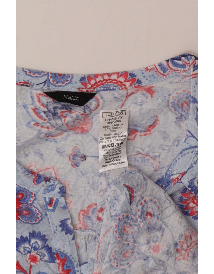 M&Co ærmeløs skjortebluse til kvinder UK 14 Stor blå blomstret polyester