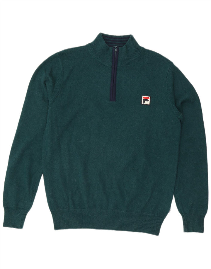 Fila Herre Zip Neck Jumper Sweater Large Green