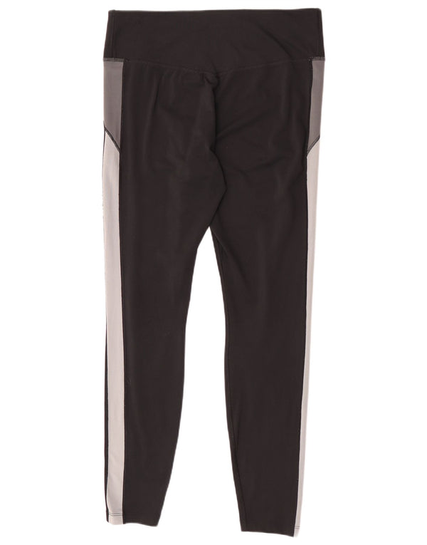 Nike Dame Dri Fit Leggings UK 16 Large Black Colourblock Polyester