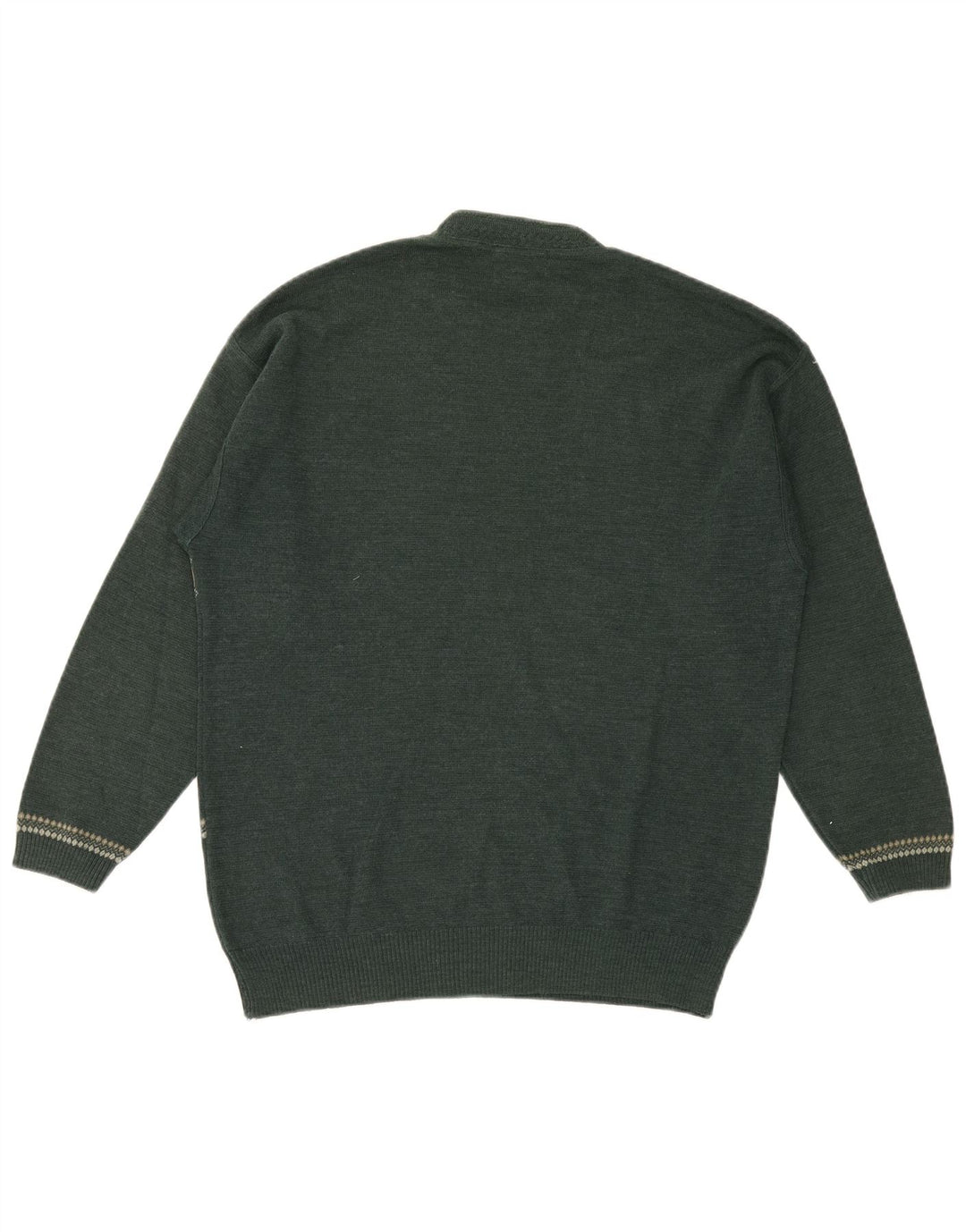 Vintage sweater med rund hals til mænd mellemgrøn geometrisk uld