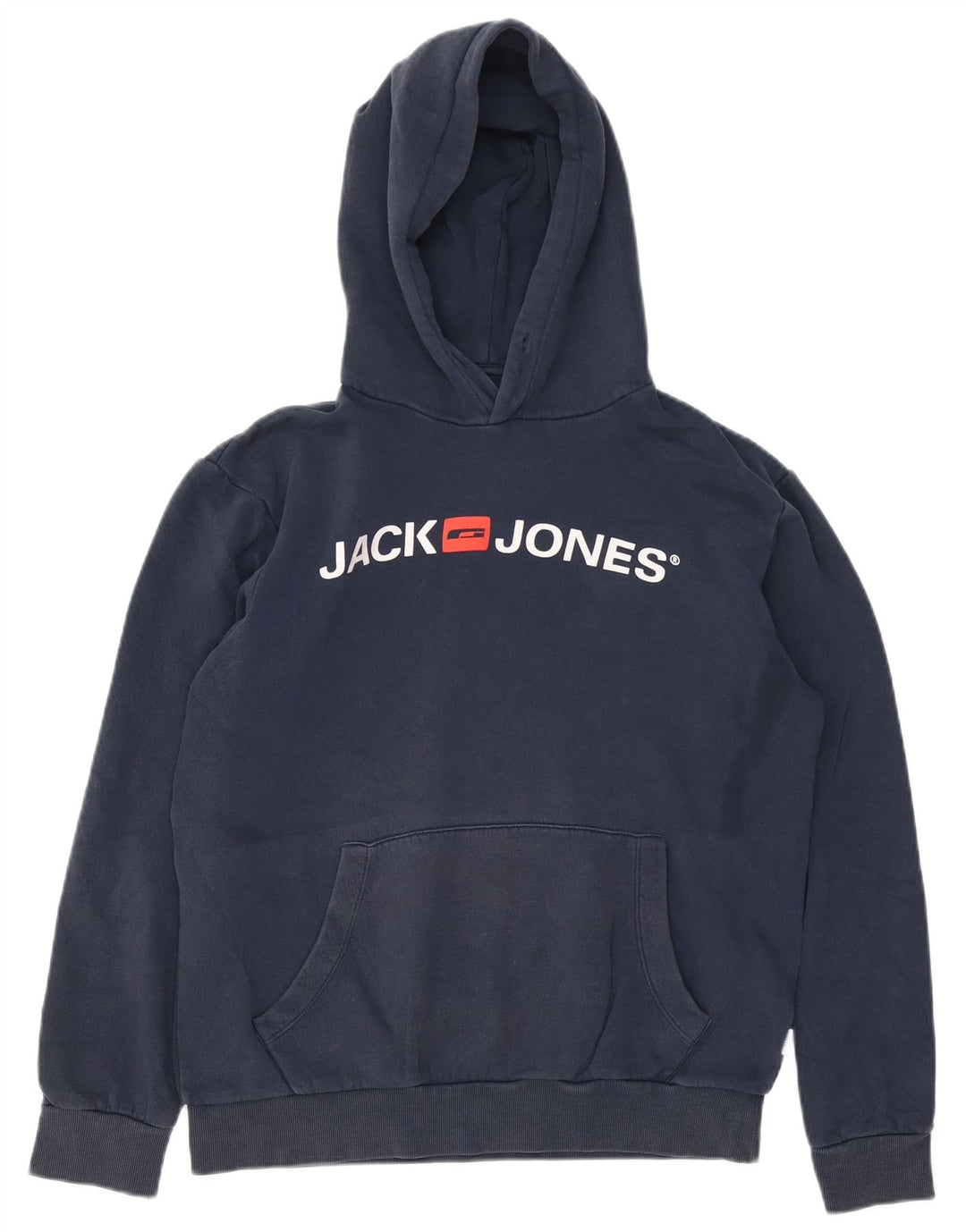 JACK & JONES Grafisk hættetrøje til mænd mellem marineblå bomuld