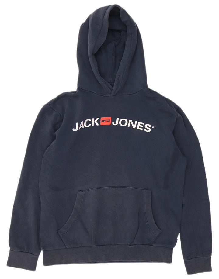 JACK & JONES Grafisk hættetrøje til mænd mellem marineblå bomuld