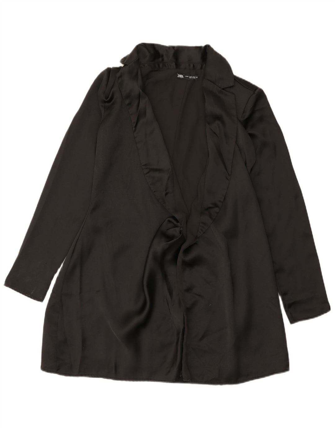 Zara Womens Open Overcoat UK 6 XS Sort Polyester