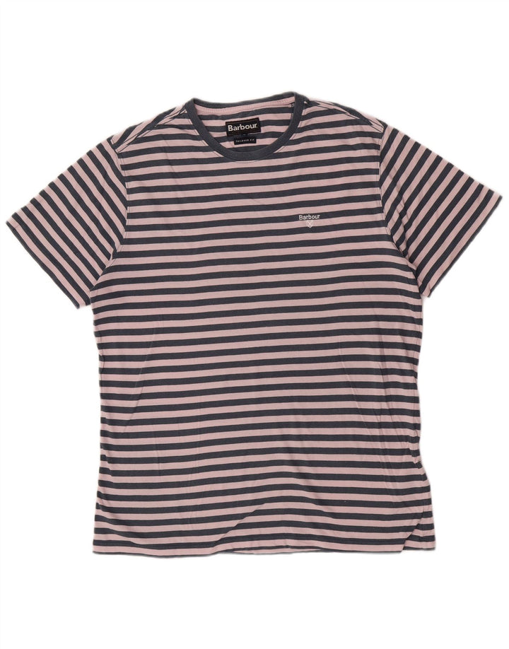 Barbour herre skræddersyet pasform T-shirt top mellem marineblå stribet bomuld