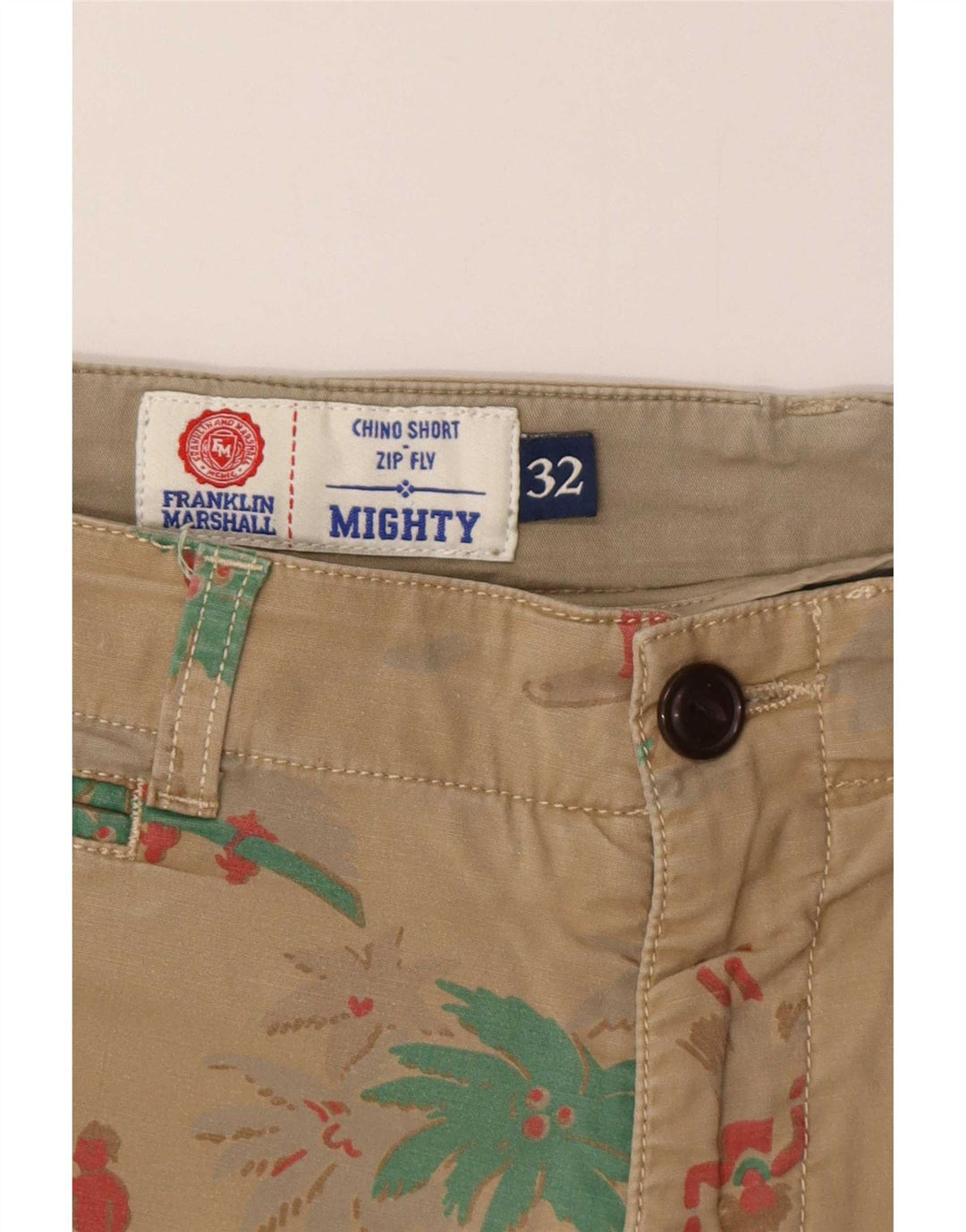 Franklin Marshall Herre Hawaiian Chino Shorts Medium W32 Khaki