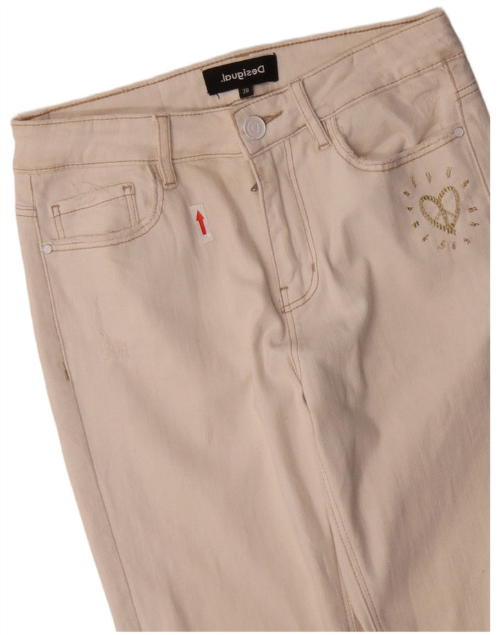 DESIGUAL Slim Jeans til kvinder W28 L27 Off White Bomuld