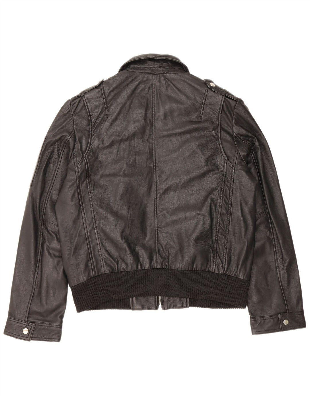 Vintage dame militær læderjakke IT 54 3XL sort læder