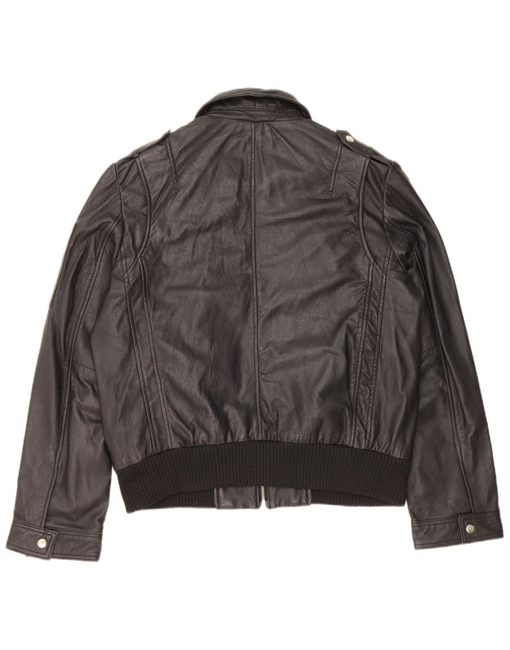 Vintage dame militær læderjakke IT 54 3XL sort læder