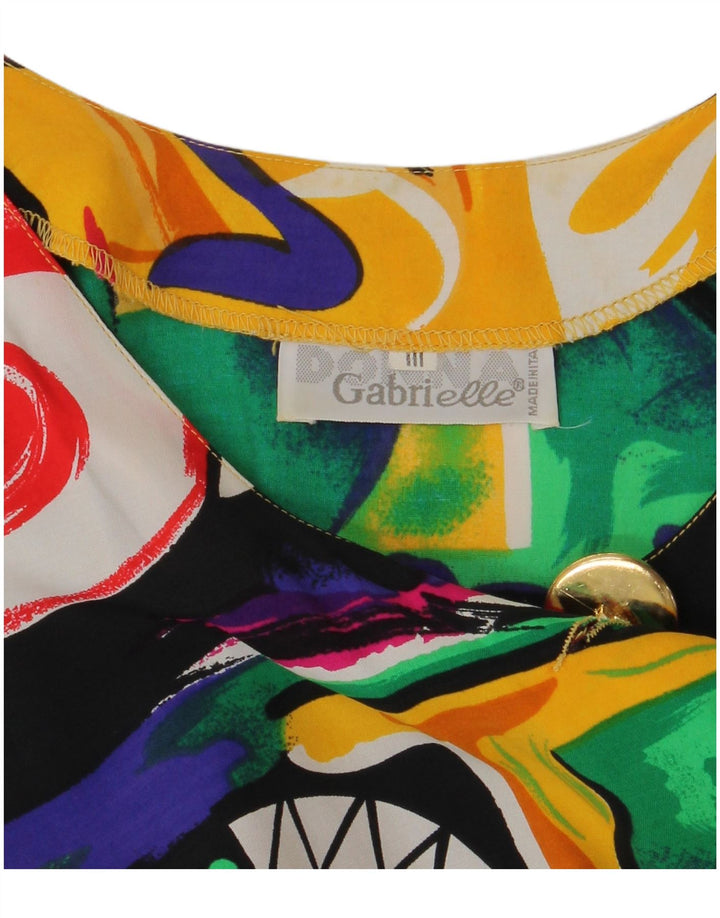 Vintage Dame Longline Loose Fit Bluse Top UK 14 Medium Multicolored