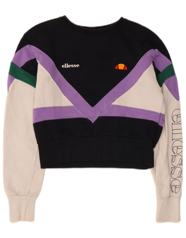 Ellesse Womens Crop Sweatshirt Jumper UK 8 Small Multicolor Colourblock