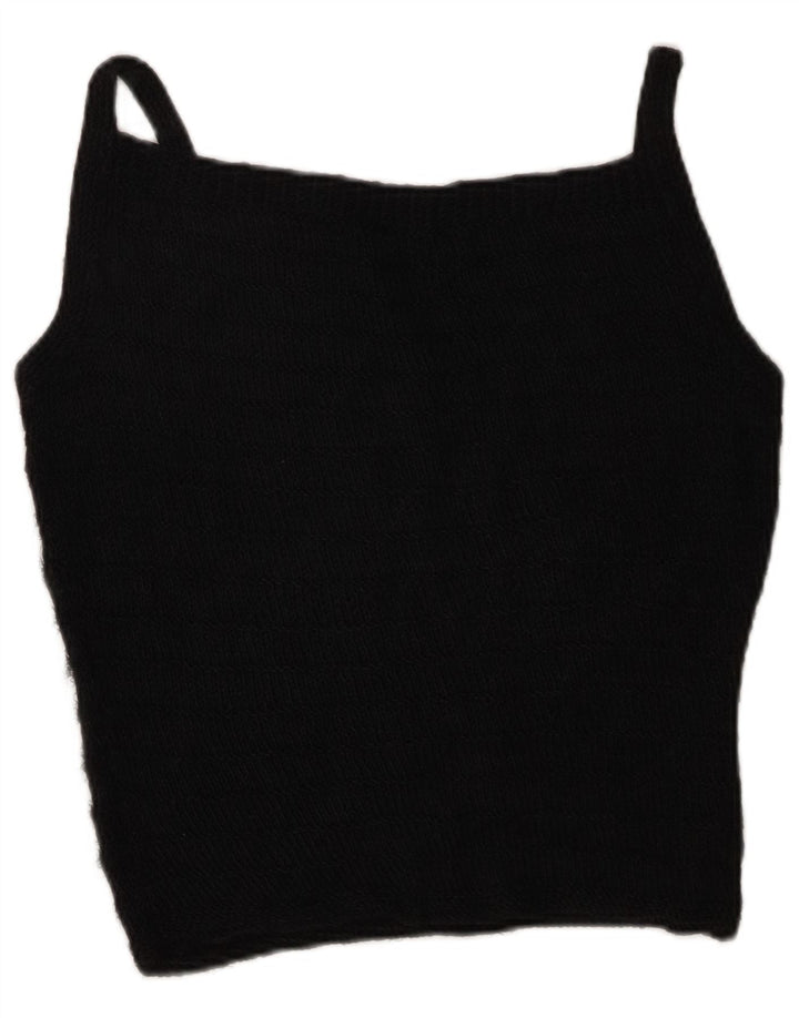 VINTAGE Womens Knit Sleeveless Blouse Top UK 16 Large Black