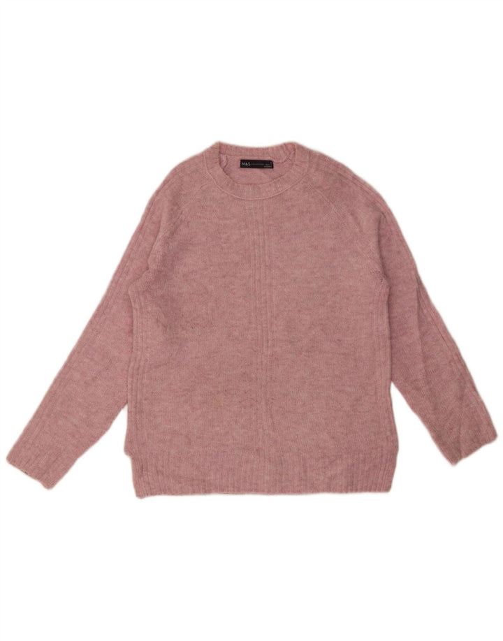 Marks & Spencer dame sweater med rund hals, lille pink akryl