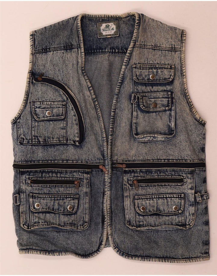 Vintage Herre Denim Gilet UK 40 Large Blue