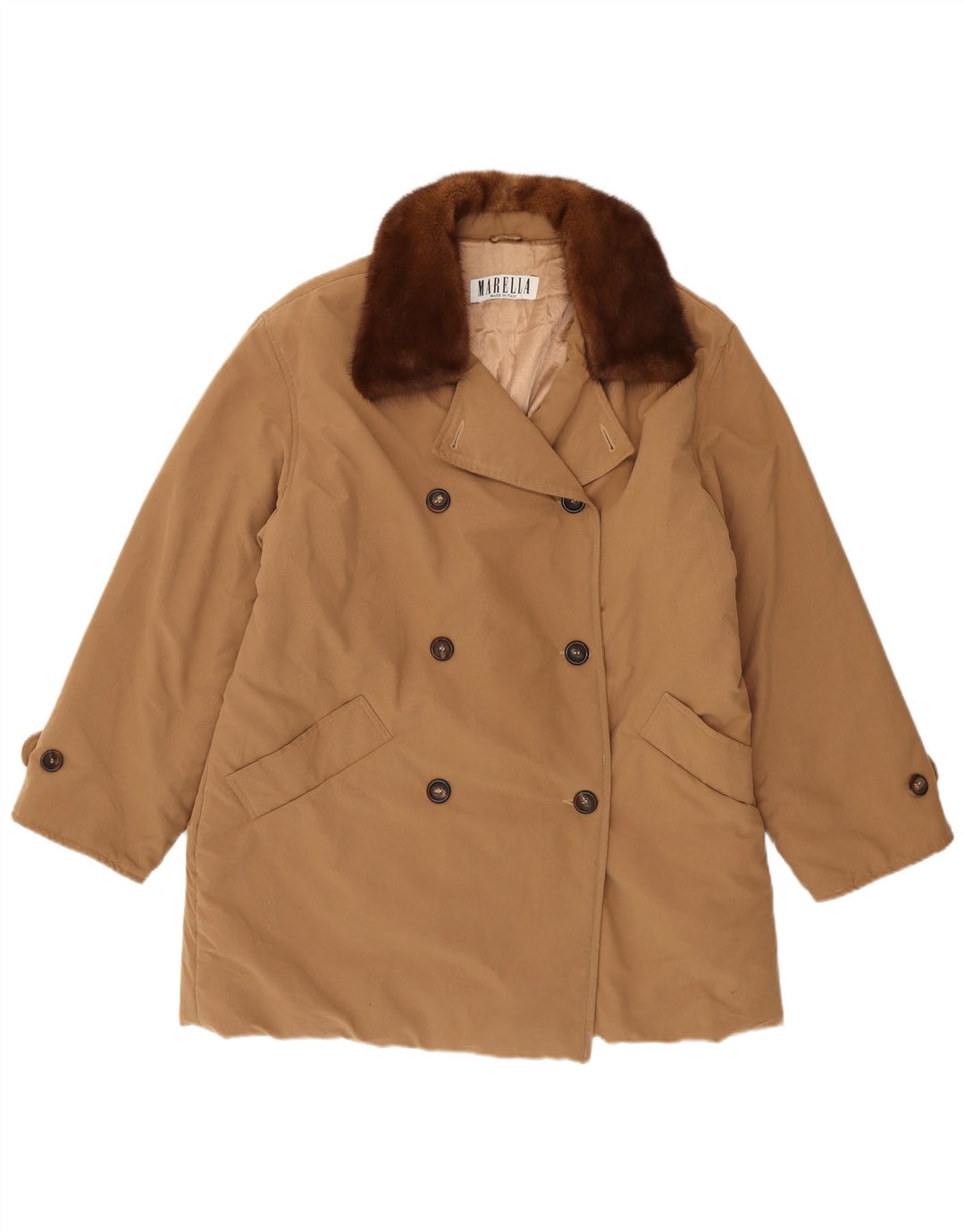Marella Dame Oversized Dobbeltradet Frakke UK 12 Medium Brun Polyester