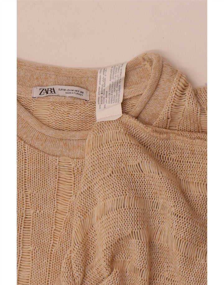 Zara Herre Turtle Neck Jumper Sweater Medium Beige Flecked Polyester