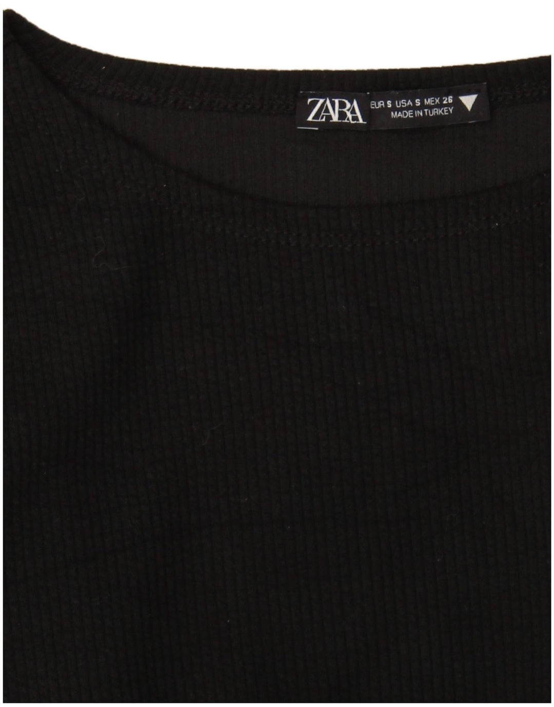 Zara Dame Crop Top Langærmet UK 8 Lille Sort
