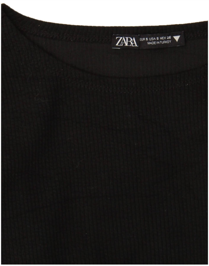 Zara Dame Crop Top Langærmet UK 8 Lille Sort