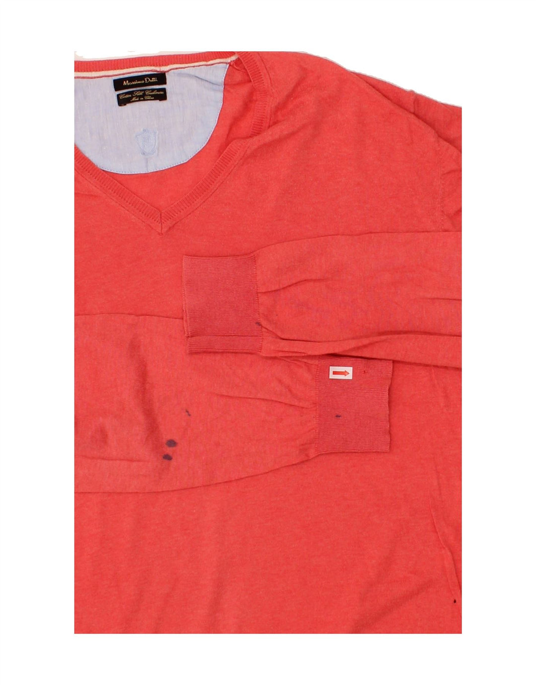 MASSIMO DUTTI Mens V-Neck Jumper Sweater 2XL Pink Cotton Vintage Massimo Dutti and Second-Hand Massimo Dutti from Messina Hembry 
